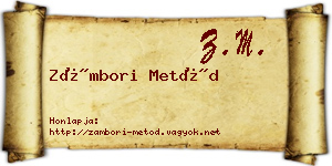Zámbori Metód névjegykártya